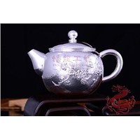 Silver Teapot-- Teapot with hammer marks