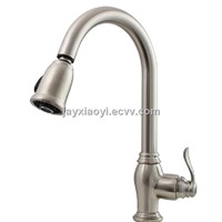 brushed nickel (stainless steel) finish pull out kitchen spray faucet