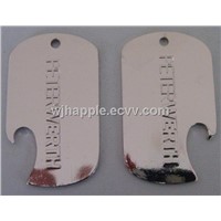 dog tag shaped bottle opener, metal opener