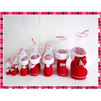 flocking outer plastic boots for Christmas decoration