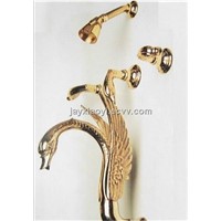 gold  finish 5 pcs swan bathtub and shower faucet