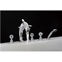 gold pvd crystal  handles dolphin tub and shower  faucet with handshower