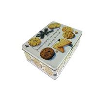 rectangular cookie tin and candy cans