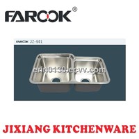 deep double bowl stainless steel sink