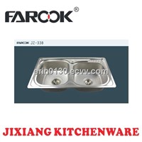 double bowl stainless steel kitchen sink 79x44