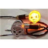 2*amber motorcycle skull head turn signal indicators lights 12led universal