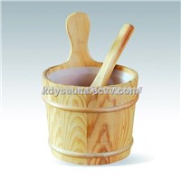 3L wooden bucket and spoon with plastic insert for saunas (KD-003b)