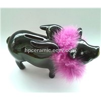 Black Ceramic Piggy Money Box
