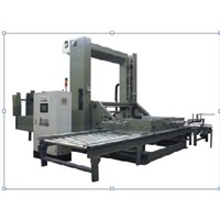Low/high lever palletizer for cartons, shrinked film bags