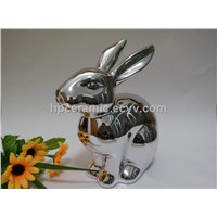 Silver Plated Ceramic Bunny, Rabbit