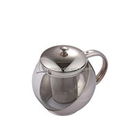 Stainless steel tea pot with strainer