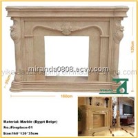 Yellow Marble Hand Carved Fireplace Mantel