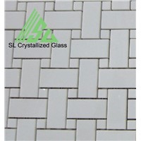 Super thassos glass, crystallized glass basket weave mosaic