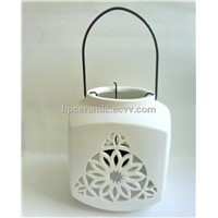 White Flower cutout ceramic candle lanterns, tea light holders