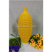 Yellow Glazed Woven Porcelain Vases For Table Decoration