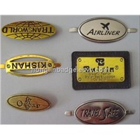 custom furniture label, Brass logo, adhesive label, Brass furniture badge, embossed metal tag