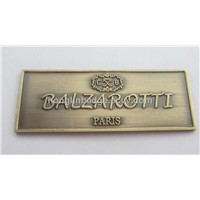 embossed metal label, custom metal badge, Brass furniture label, Brass embossed label