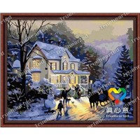 painting by numbers hand-painted digital oil painting decorative picture Winter romantic 40*50cm