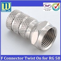 F connector Male Twist On Cable RG58/ RG59/ RG6