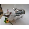 Silver Ceramic Piggy Money Box with wings