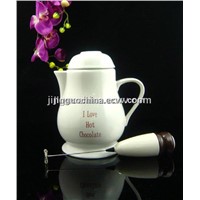 Ceramic Hot Chocolate Pot with Frother