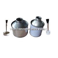 Screw top cans with plastic stopper for adhesive cans