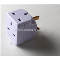 BS type travel adaptor 3 way