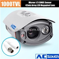 CMOS 1000 TVL 50M IR Night Vision Array leds Ful Mental Case IP66 Waterproof outdoor camera