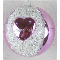 Christmas ball with heart hanging ornaments