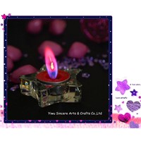 Colored flame candle with aluminum holder