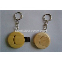 Round Shape Wood USB Flash Drive for Gifts