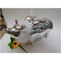 Silver Ceramic Piggy Money Box with wings