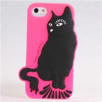 fashion Silicone Case for iPhone 5S 5 with 3D Design Cat Pattern