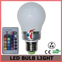 ir remote 3w e27 multicolor led light bulb