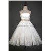 Strapless Band On Back Embroidery White Short Wedding Dress img-350