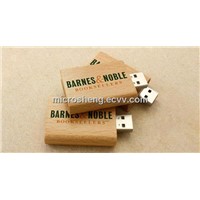 Book Shape Wooden USB Flash Drive with Silk Printing