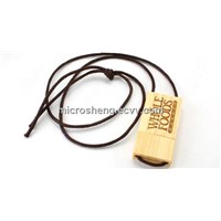 Hotsale Wooden Custom USB Flash Drive with Lanyard