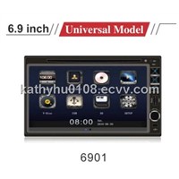 6.9 inch TFT LCD universal car DVD player with radio, bluetooth, rds, ipod, SD, USB, etc
