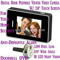 2.8" LCD Touch Screen Digital Door Peephole Viewer Doorbell Video Camera Recorder Access Control DVR