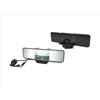 HD 720P dual lens rearvier mirror dvr recorder car black box with GPS/bluetooth