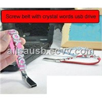 Screw belt with crystal words USB flash drive