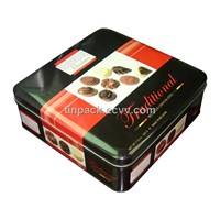 Square metal tin chocolate box
