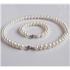 White Natural Freshwater Pearl Necklace Jewelry Sets,necklace&bracelet