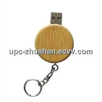 Fashion Keychain Round Rectangle Wood Flash Disk UPC-W128