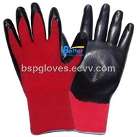 13 Guage Colourful Nylon Shell With Nitrile Smooth Coated Work Gloves BGNC302