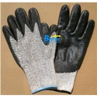 13 Guage HPPE Shell With Nitrile Smooth Dipped Cut Resistant Work Gloves BGDN101