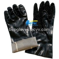 14 Inch Cotton Interlock Lining With Black PVC Dipped And Rubber Dots on Surface Work Gloves BGPC601