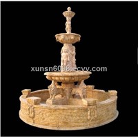 2013 yellow garden stone marble water fountain lion statues