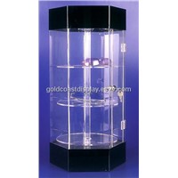 3-shelve rotary lockable acrylic display cabinets with lights -AC1006