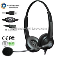 Binaural noise cancelling USB headset for computer HSM-902NPQDUSBC